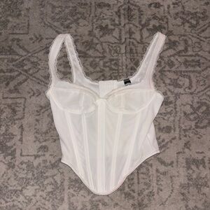 SHEIN White Lace Trim Top